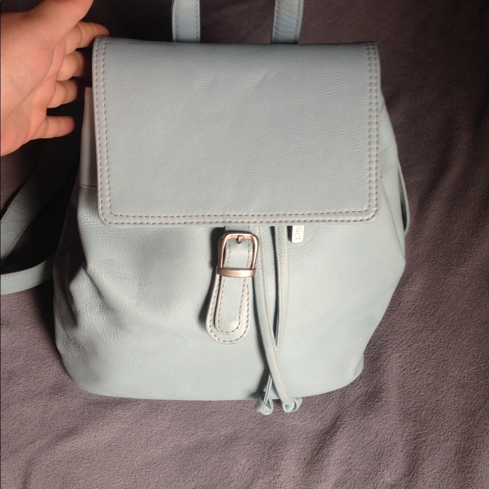 PIEL baby blue naked leather backpack